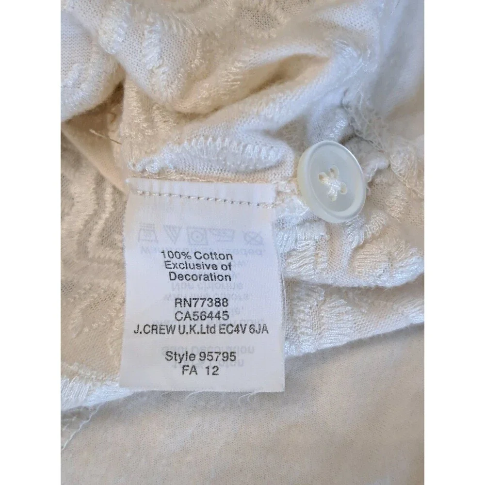 J Crew Top Ivory Textured Embroidered Jacquard Women's Size Small